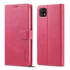 Coque Portefeuille Livre Cuir Etui Clapet LC1 pour Samsung Galaxy A22 5G Rose Rouge