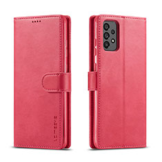 Coque Portefeuille Livre Cuir Etui Clapet LC1 pour Samsung Galaxy A73 5G Rose Rouge