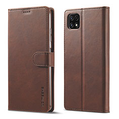 Coque Portefeuille Livre Cuir Etui Clapet LC1 pour Samsung Galaxy F42 5G Marron