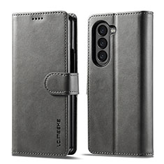 Coque Portefeuille Livre Cuir Etui Clapet LC1 pour Samsung Galaxy Z Fold5 5G Gris