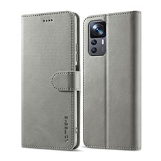 Coque Portefeuille Livre Cuir Etui Clapet LC1 pour Xiaomi Mi 12T Pro 5G Gris