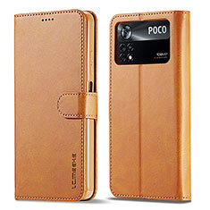 Coque Portefeuille Livre Cuir Etui Clapet LC1 pour Xiaomi Poco M4 Pro 4G Brun Clair