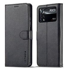 Coque Portefeuille Livre Cuir Etui Clapet LC1 pour Xiaomi Poco M4 Pro 4G Noir