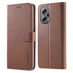 Coque Portefeuille Livre Cuir Etui Clapet LC1 pour Xiaomi Redmi K50i 5G Marron