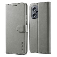 Coque Portefeuille Livre Cuir Etui Clapet LC1 pour Xiaomi Redmi Note 12T Pro 5G Gris