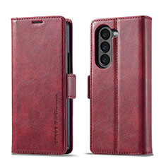 Coque Portefeuille Livre Cuir Etui Clapet LC2 pour Samsung Galaxy Z Fold5 5G Rouge