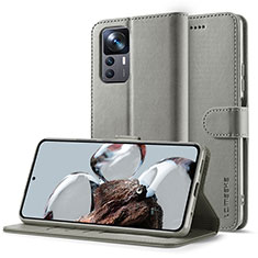 Coque Portefeuille Livre Cuir Etui Clapet LC2 pour Xiaomi Mi 12T Pro 5G Gris