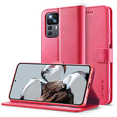 Coque Portefeuille Livre Cuir Etui Clapet LC2 pour Xiaomi Mi 12T Pro 5G Rose Rouge