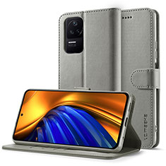 Coque Portefeuille Livre Cuir Etui Clapet LC2 pour Xiaomi Poco F4 5G Gris