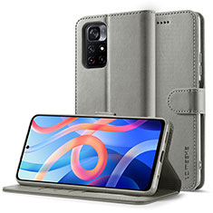 Coque Portefeuille Livre Cuir Etui Clapet LC2 pour Xiaomi Poco M4 Pro 5G Gris