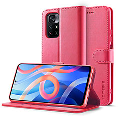 Coque Portefeuille Livre Cuir Etui Clapet LC2 pour Xiaomi Poco M4 Pro 5G Rose Rouge