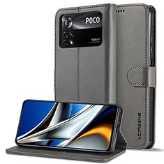 Coque Portefeuille Livre Cuir Etui Clapet LC2 pour Xiaomi Poco X4 Pro 5G Gris