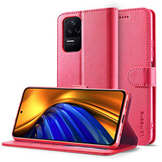 Coque Portefeuille Livre Cuir Etui Clapet LC2 pour Xiaomi Redmi K40S 5G Rose Rouge