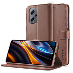 Coque Portefeuille Livre Cuir Etui Clapet LC2 pour Xiaomi Redmi K50i 5G Marron