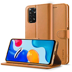 Coque Portefeuille Livre Cuir Etui Clapet LC2 pour Xiaomi Redmi Note 11 Pro 4G Brun Clair