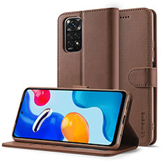 Coque Portefeuille Livre Cuir Etui Clapet LC2 pour Xiaomi Redmi Note 11 Pro 4G Marron