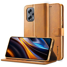 Coque Portefeuille Livre Cuir Etui Clapet LC2 pour Xiaomi Redmi Note 11T Pro 5G Brun Clair