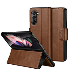 Coque Portefeuille Livre Cuir Etui Clapet LD1 pour Samsung Galaxy Z Fold5 5G Marron