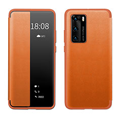 Coque Portefeuille Livre Cuir Etui Clapet LF1 pour Huawei P40 Orange