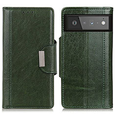 Coque Portefeuille Livre Cuir Etui Clapet M01L pour Google Pixel 6 5G Vert