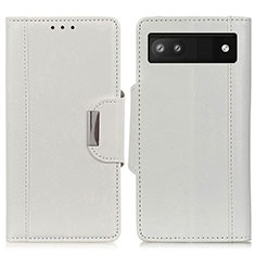 Coque Portefeuille Livre Cuir Etui Clapet M01L pour Google Pixel 6a 5G Blanc