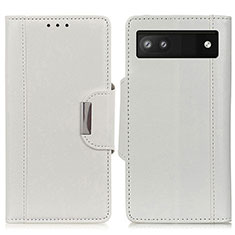 Coque Portefeuille Livre Cuir Etui Clapet M01L pour Google Pixel 7a 5G Blanc