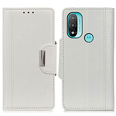 Coque Portefeuille Livre Cuir Etui Clapet M01L pour Motorola Moto E20 Blanc