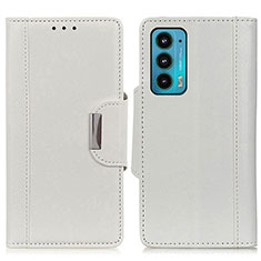 Coque Portefeuille Livre Cuir Etui Clapet M01L pour Motorola Moto Edge 20 5G Blanc