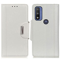 Coque Portefeuille Livre Cuir Etui Clapet M01L pour Motorola Moto G Pure Blanc