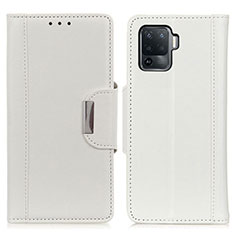 Coque Portefeuille Livre Cuir Etui Clapet M01L pour Oppo Reno5 F Blanc