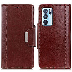 Coque Portefeuille Livre Cuir Etui Clapet M01L pour Oppo Reno6 Pro 5G India Marron