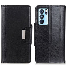 Coque Portefeuille Livre Cuir Etui Clapet M01L pour Oppo Reno6 Pro 5G India Noir