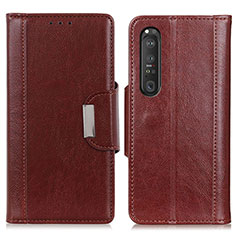 Coque Portefeuille Livre Cuir Etui Clapet M01L pour Sony Xperia 1 III Marron