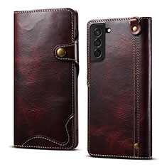 Coque Portefeuille Livre Cuir Etui Clapet M01T pour Samsung Galaxy S21 FE 5G Vin Rouge