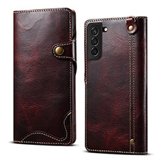 Coque Portefeuille Livre Cuir Etui Clapet M01T pour Samsung Galaxy S24 5G Vin Rouge