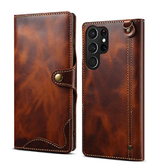 Coque Portefeuille Livre Cuir Etui Clapet M01T pour Samsung Galaxy S24 Ultra 5G Marron