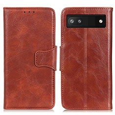 Coque Portefeuille Livre Cuir Etui Clapet M02L pour Google Pixel 6a 5G Marron