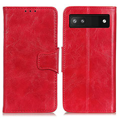 Coque Portefeuille Livre Cuir Etui Clapet M02L pour Google Pixel 6a 5G Rouge