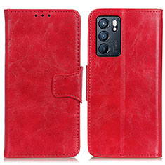 Coque Portefeuille Livre Cuir Etui Clapet M02L pour Oppo Reno6 5G Rouge