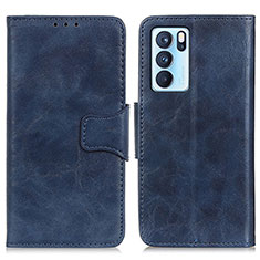 Coque Portefeuille Livre Cuir Etui Clapet M02L pour Oppo Reno6 Pro 5G India Bleu