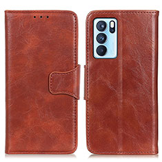 Coque Portefeuille Livre Cuir Etui Clapet M02L pour Oppo Reno6 Pro 5G India Marron