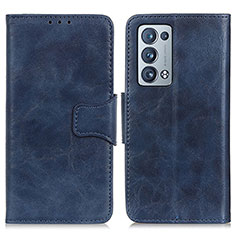 Coque Portefeuille Livre Cuir Etui Clapet M02L pour Oppo Reno6 Pro+ Plus 5G Bleu