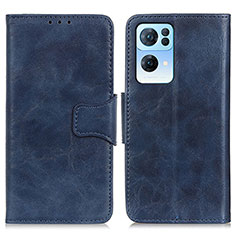 Coque Portefeuille Livre Cuir Etui Clapet M02L pour Oppo Reno7 Pro 5G Bleu