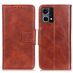 Coque Portefeuille Livre Cuir Etui Clapet M02L pour Oppo Reno8 4G Marron