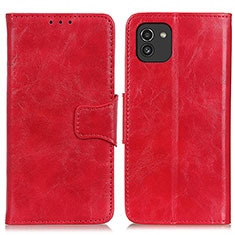 Coque Portefeuille Livre Cuir Etui Clapet M02L pour Samsung Galaxy A03 Rouge