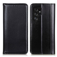 Coque Portefeuille Livre Cuir Etui Clapet M02L pour Samsung Galaxy S22 Ultra 5G Noir