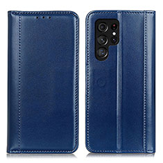 Coque Portefeuille Livre Cuir Etui Clapet M02L pour Samsung Galaxy S23 Ultra 5G Bleu