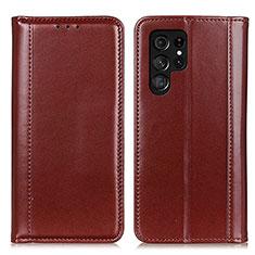 Coque Portefeuille Livre Cuir Etui Clapet M02L pour Samsung Galaxy S23 Ultra 5G Marron