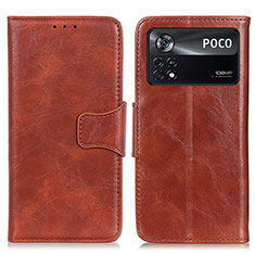 Coque Portefeuille Livre Cuir Etui Clapet M02L pour Xiaomi Poco X4 Pro 5G Marron