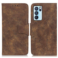 Coque Portefeuille Livre Cuir Etui Clapet M03L pour Oppo Reno6 Pro 5G India Marron